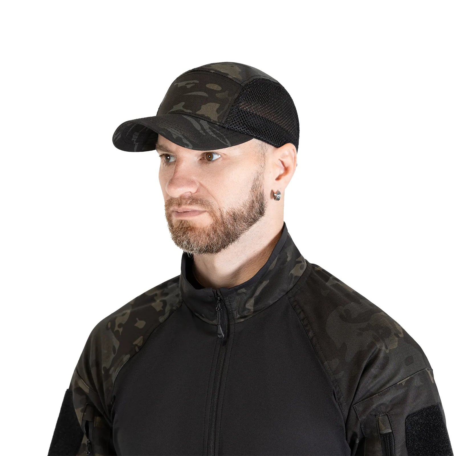 Бейсболка 5Panel Mesh Twill Black Multicam