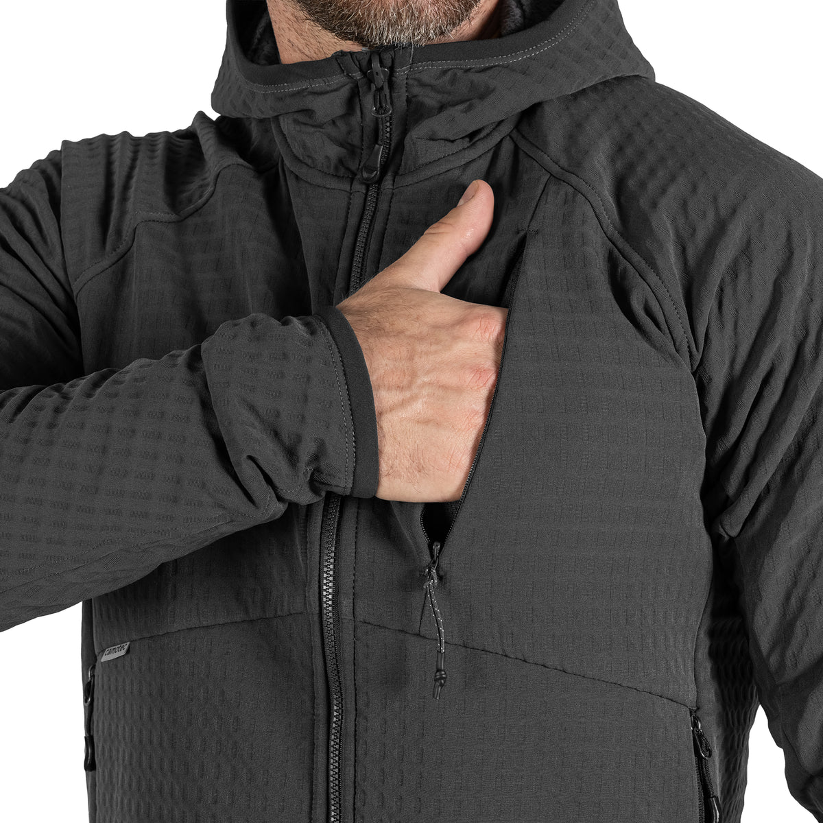 Jacket Plast Hood Gridshell Graphite