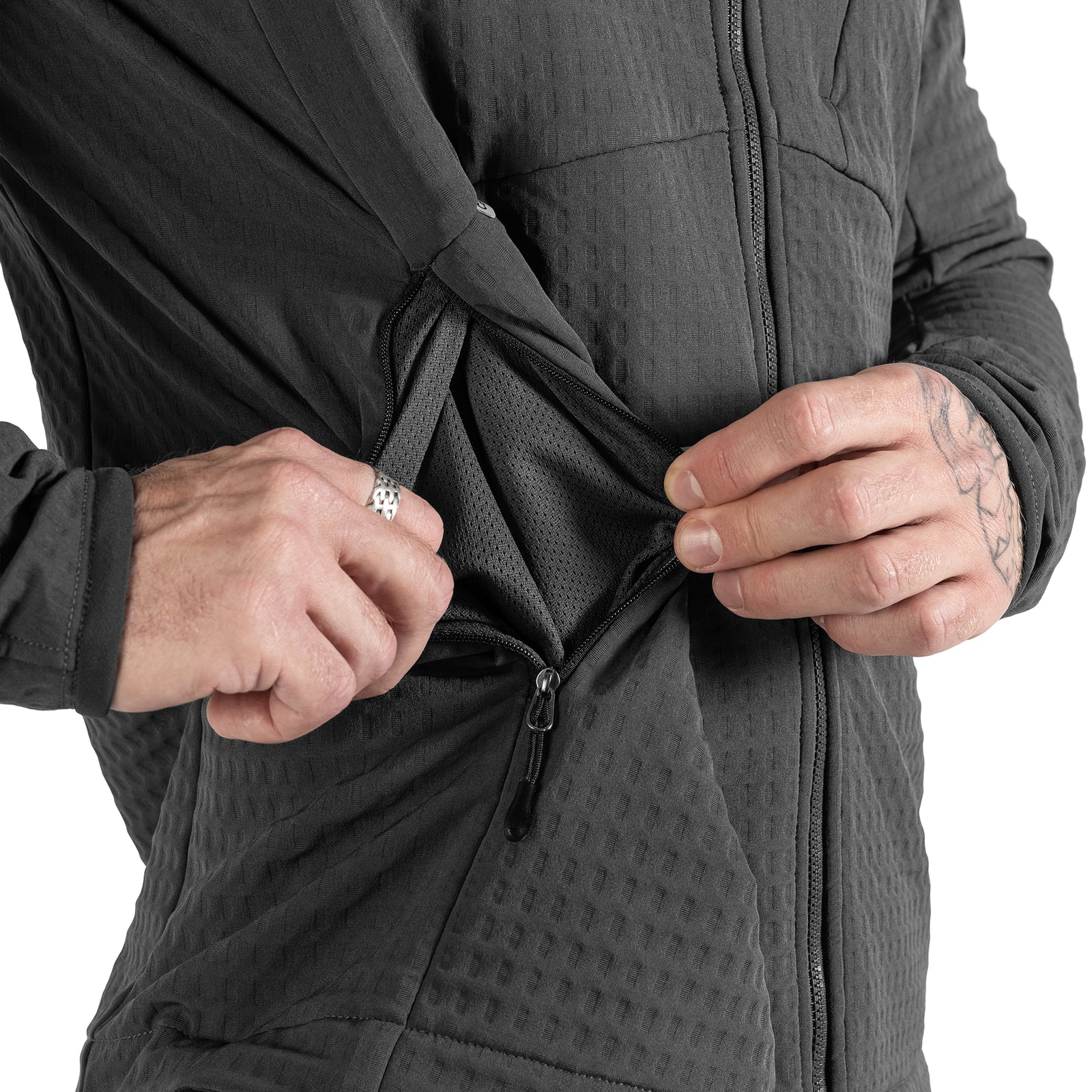 Jacket Plast Hood Gridshell Graphite