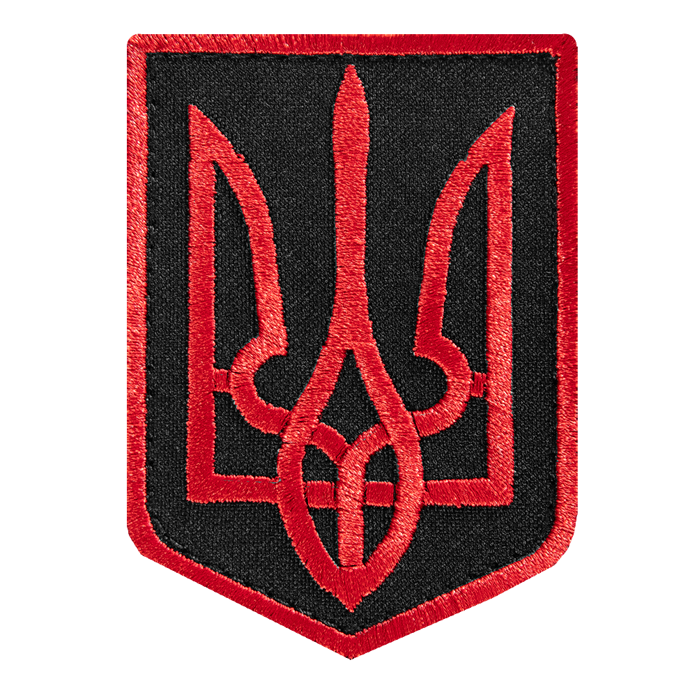 Патч Герб України (6х8 см) Чорний/Червоний