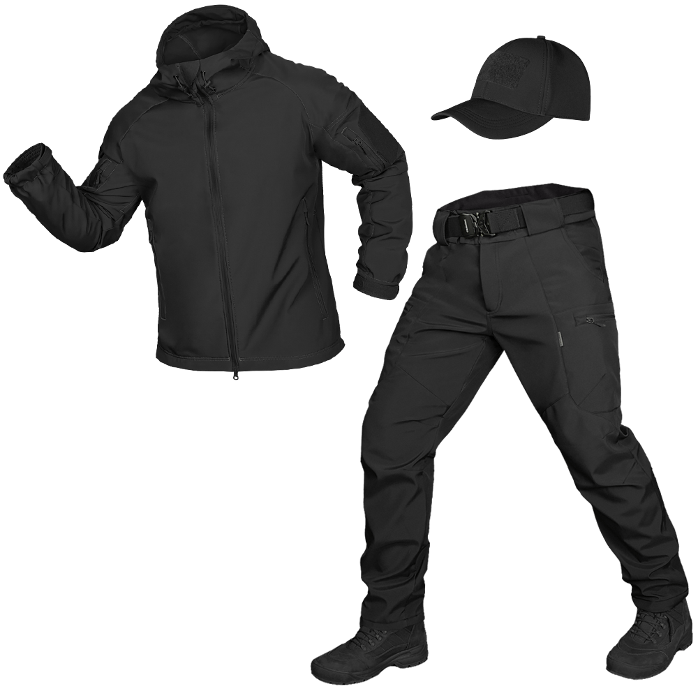 Костюм SoftShell 2.0 Чорний + Бейсболка