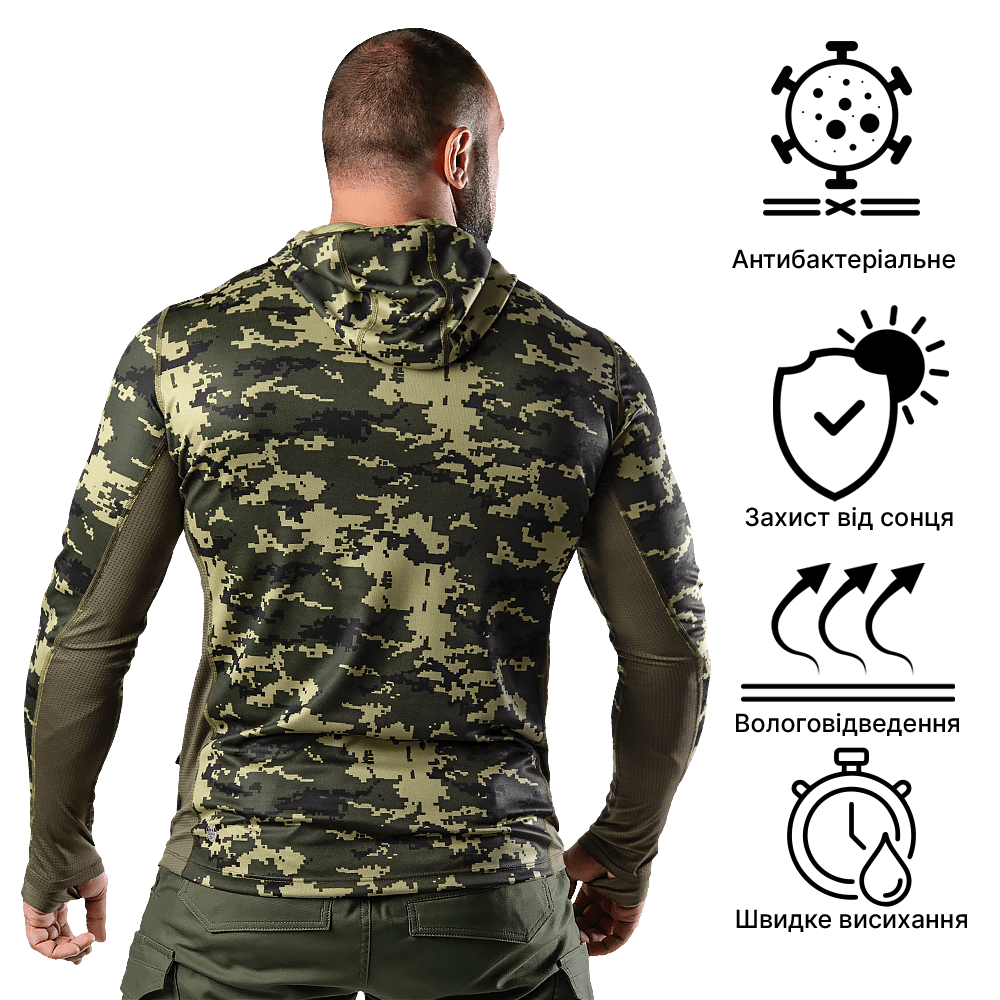 Лонгслів Chiton Air Hood Pixel Green