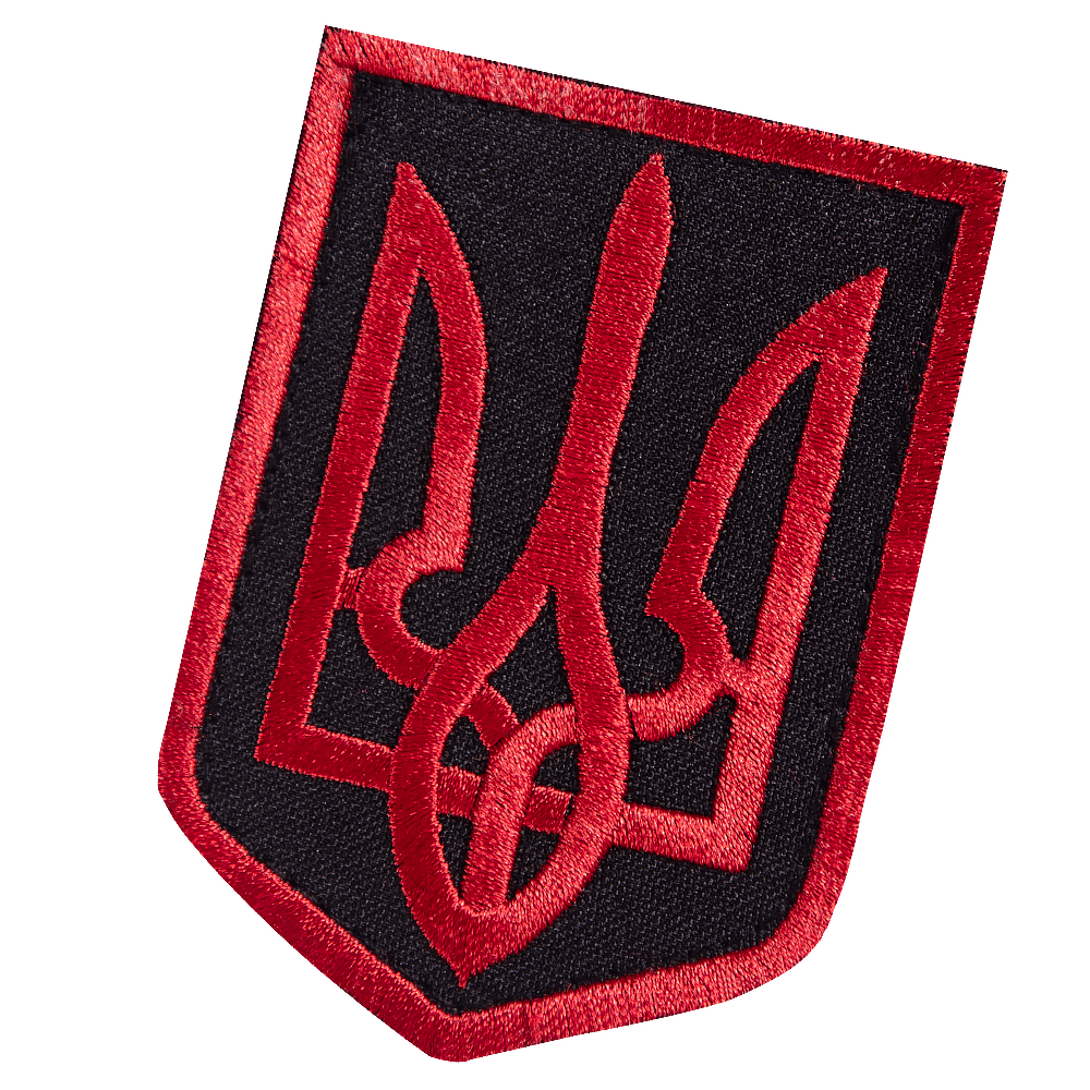 Патч/липучка Герб України (6х8 см) Чорний/Червоний